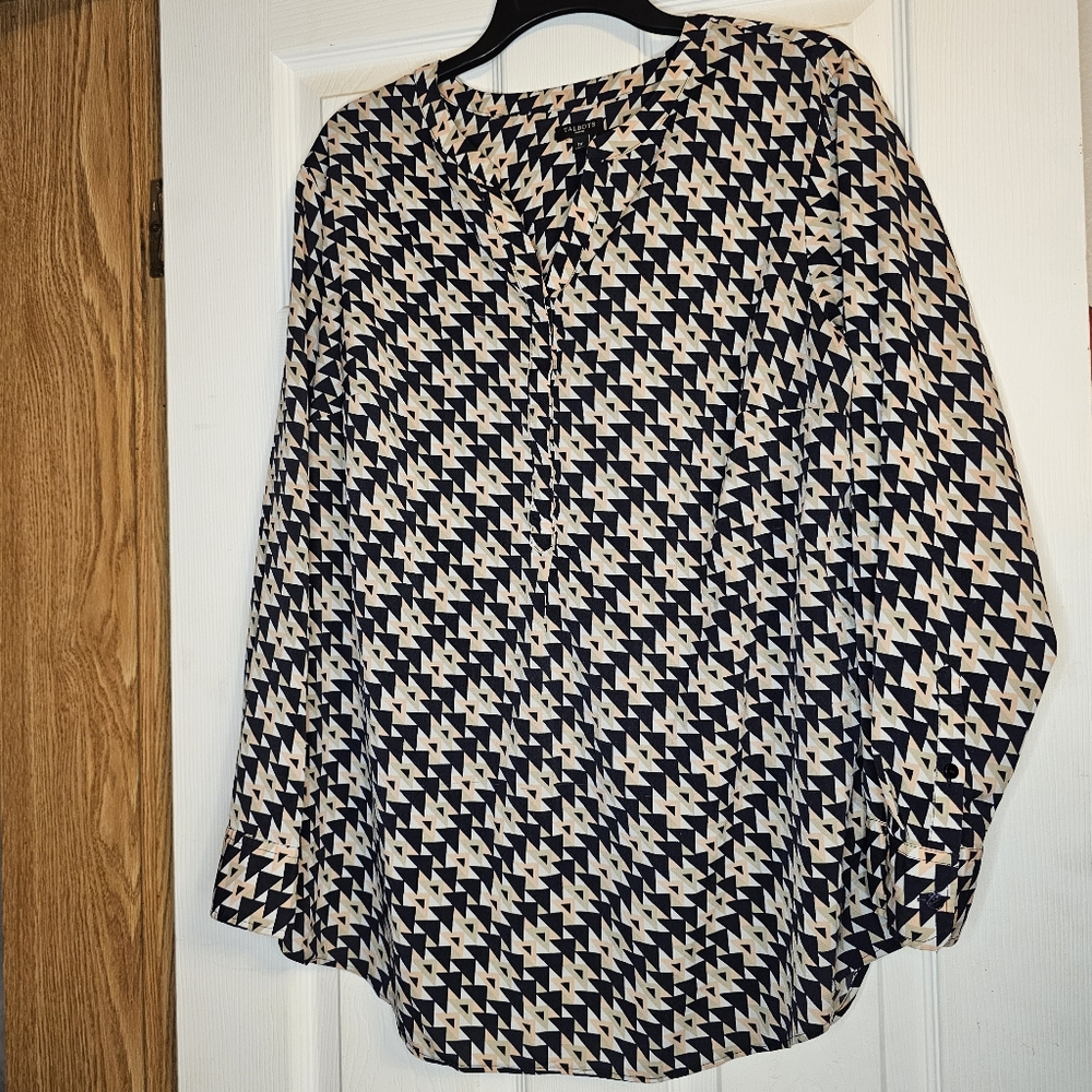 Talbots 1X Triangle Geometric Blouse